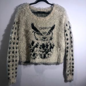 Guess owl fuzzy sweater